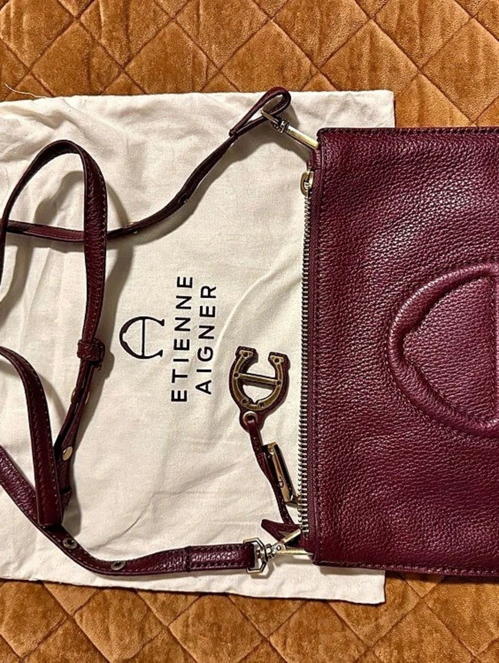 Etienne Aigner Burgundy Leather-Look Crossbody